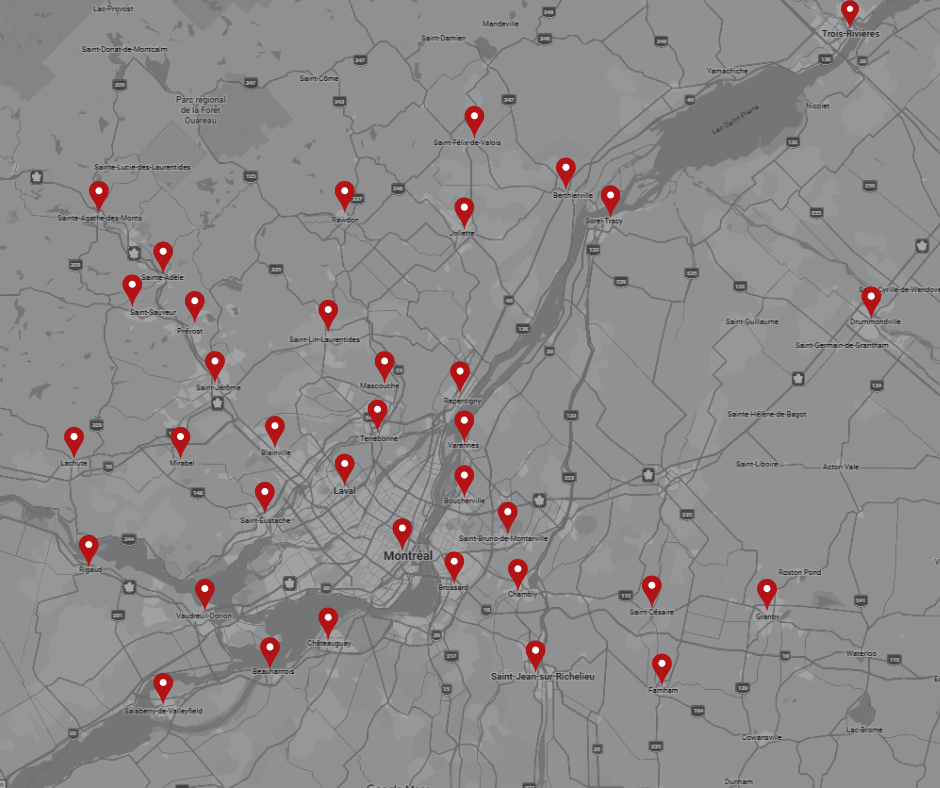 Carte des territoires desservis par Couverture Montréal Nord